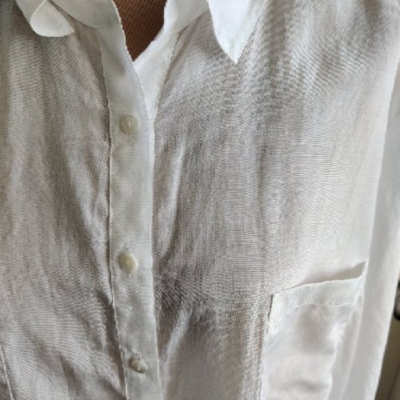 Calypso St. Barth White Sheer Top Kesari Button Down Silk/Cotton Blend XL - Picture 12 of 15